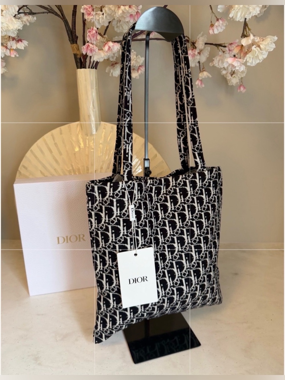 Dior Parfums Collection Black Monogram Cloth Tote; New!